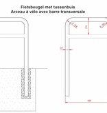 Arceau à vélo avec barre transversale 600 x 1050 - acier galvanisé