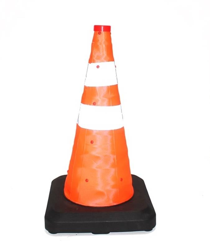 Heavy duty collapsible traffic  cone with integrated LED