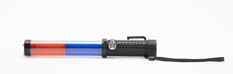 LED traffic baton - blue/red - rechargeable and multifunctional