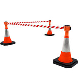 Enrouleur à sangle  SKIPPER avec 9 mètres de sangle de signalisation rouge/blanc