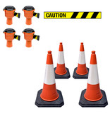 Skipper economy cone set 81 m2 with PU traffic cones and Skipper barrier belt units