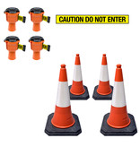 Skipper economy cone set 81 m2 with PU traffic cones and Skipper barrier belt units