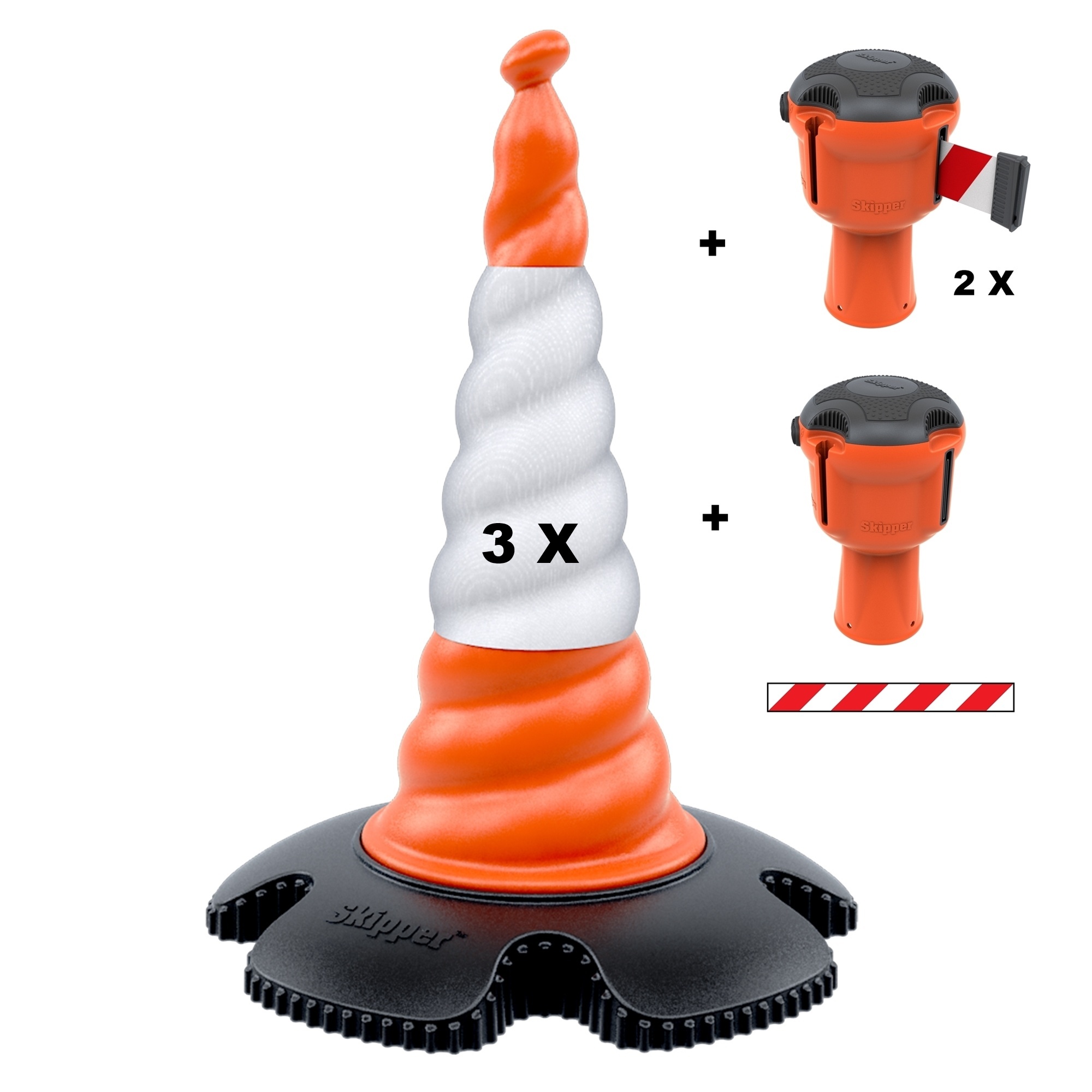 Skipper set of retractable barrier cones - crowd control
