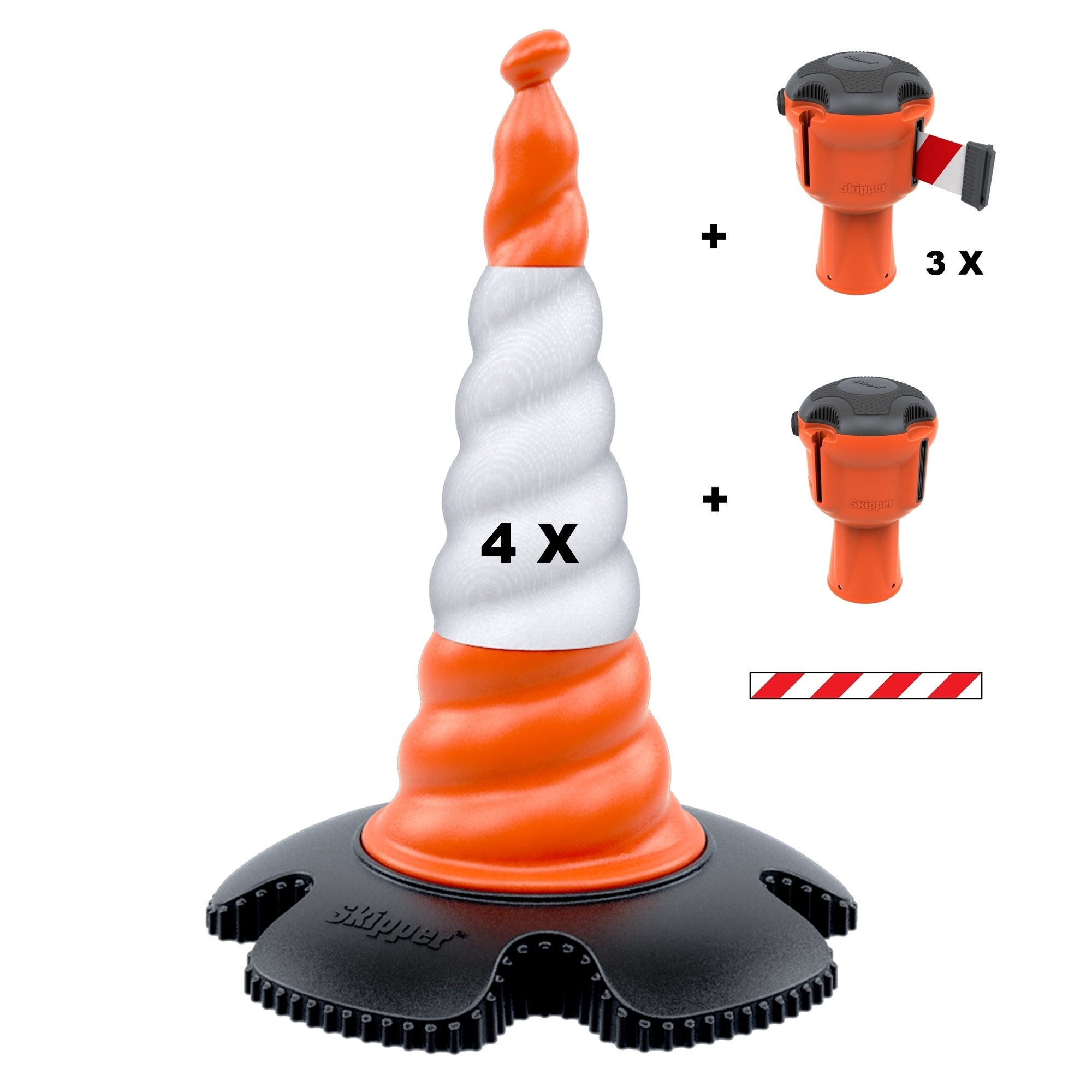 Skipper set of retractable barrier cones - crowd control