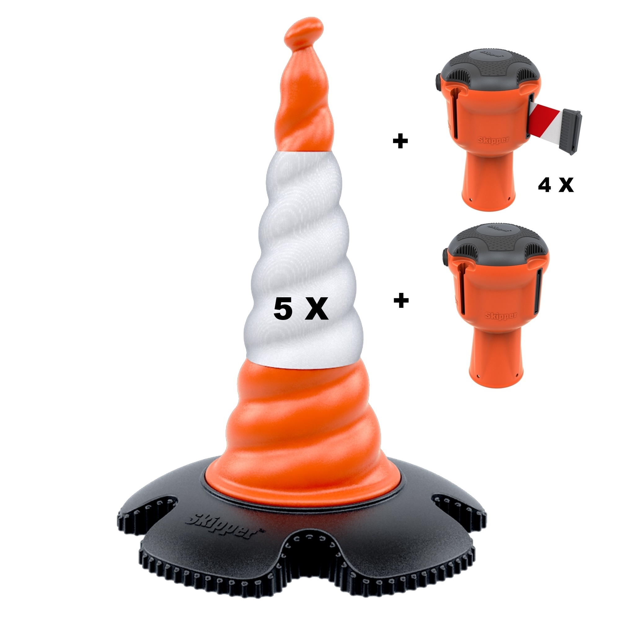 Skipper set of retractable barrier cones - crowd control