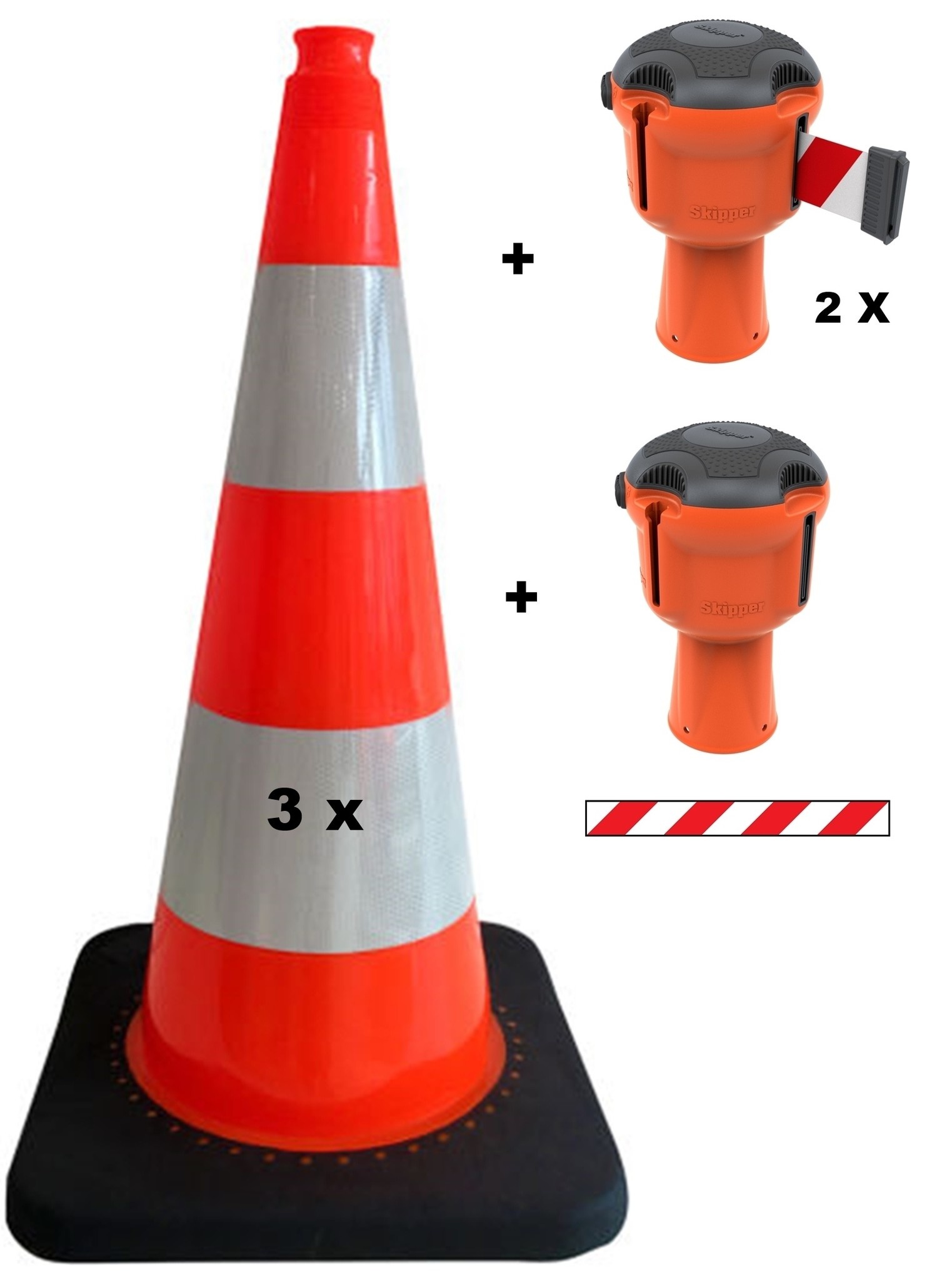 Skipper budget set retractable barrier cones - crowd control