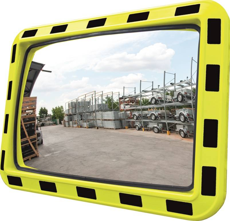 Mirror for industry (Rectangle) 600x800 mm - yellow/black frame