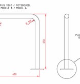 BIKE BRACKET WITH BASE PLATE 600 x 650 mm
