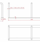Bicycle rack with 3 loops 2000 x 600 x 650 mm