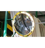 Miroir industriel (Rond) 800 mm - cadre en jaune et noir