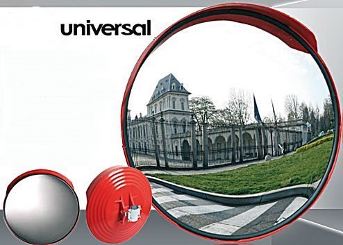 Miroir de circulation 'Universal' Ø400 mm - cadre rouge