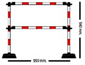 1 meter "Express" afbakening met 2 dwarsliggers Rood / Wit