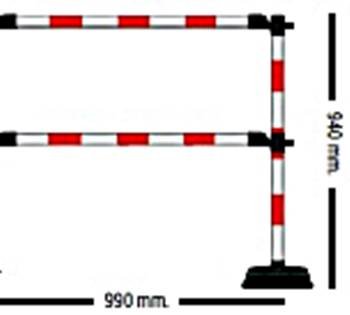Extra meter "Express" barrier - 2 crossbars Red / White