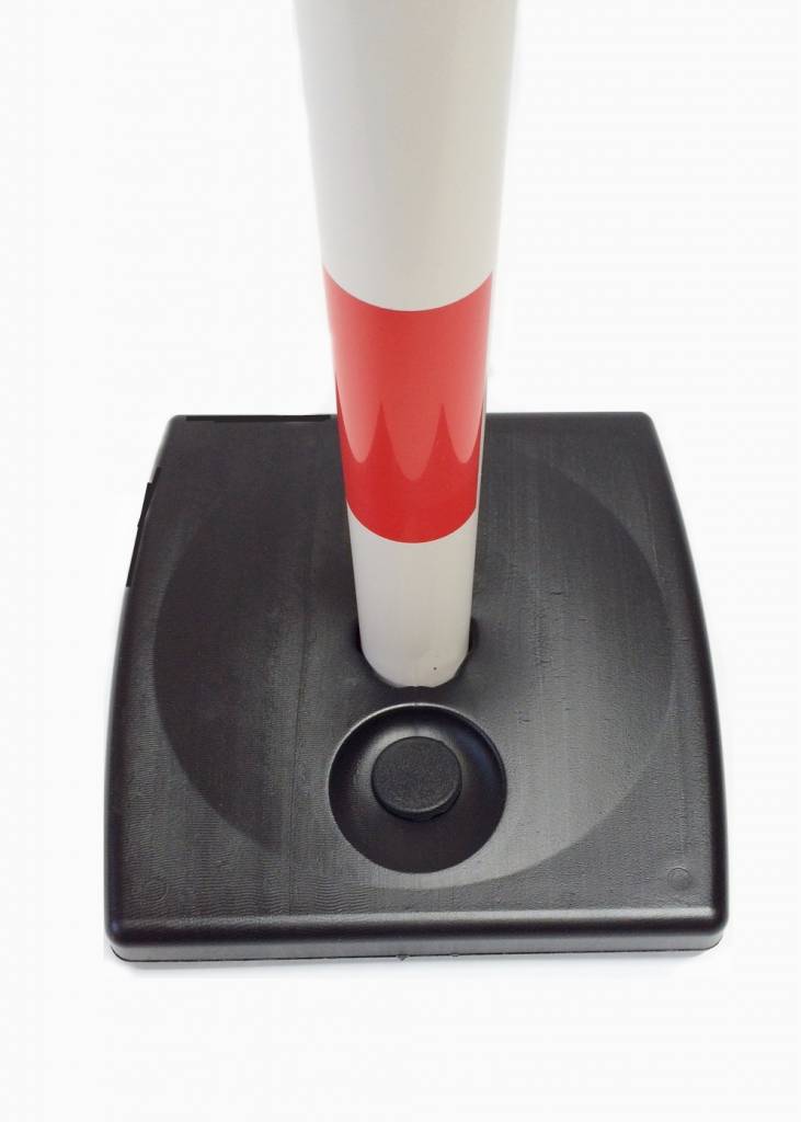 PVC post with fillable base as ballast 4 kg, 90 cm, red / white