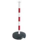 PVC post with fillable round base as ballast 9 kg, 90 cm, red / white