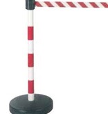PVC post with 50 mm belt head. 3 red / white -. Fillable base 9 kg.