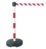 PVC post with 50 mm belt head. 3 red / white -. Fillable base 9 kg.