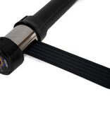 Black queue barrier post with black retractable belt - 2,10 meter