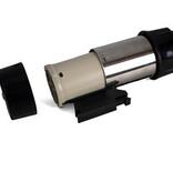 Black queue barrier post with black retractable belt - 2,10 meter