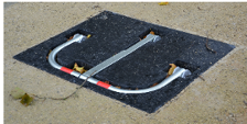 Verzinkbare fundatieplaat in rubber voor parkeerbeugel Stopblock