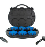 Case with 6 rechargeable blue LED rotorlights - magnetic