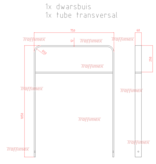 Arceau vélo acier plat 750 x 1050 mm avec barre transversale + RAL 7043
