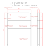 Platstaal fietsbeugel 750 x 1050 mm met twee dwarsbuizen + RAL 7043