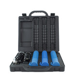 Case with 3 LED traffic batons - blue - rechargeable