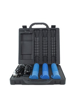 Case with 3 LED traffic batons - blue