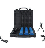 Case with 3 LED traffic batons - blue - rechargeable