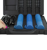 Case with 3 LED traffic batons - blue - rechargeable