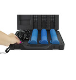 Case with 3 LED traffic batons - blue - rechargeable