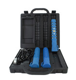 Case with 3 LED traffic batons - blue - rechargeable