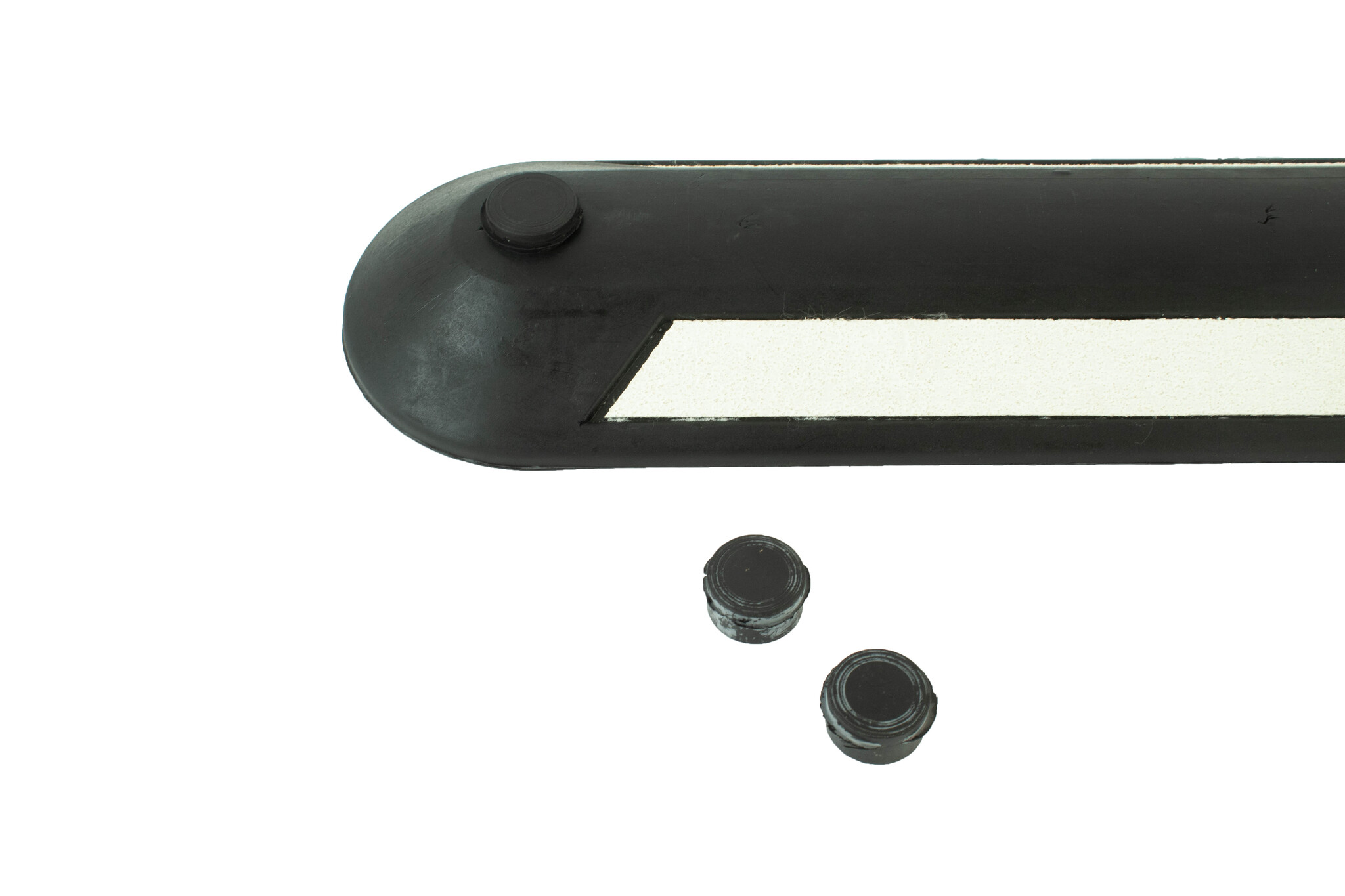 Fietspadafscheider 100 cm uit rubber zwart/wit