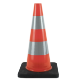 Traffic cone PU - 50 cm high with black base - Class 2