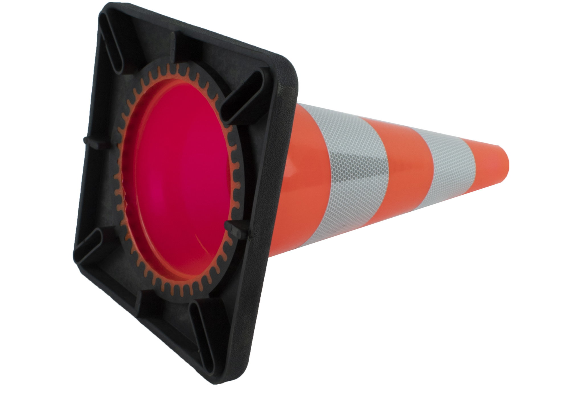 Verkeerskegel PU - 50 cm hoogte met zwarte voet - Klasse 2