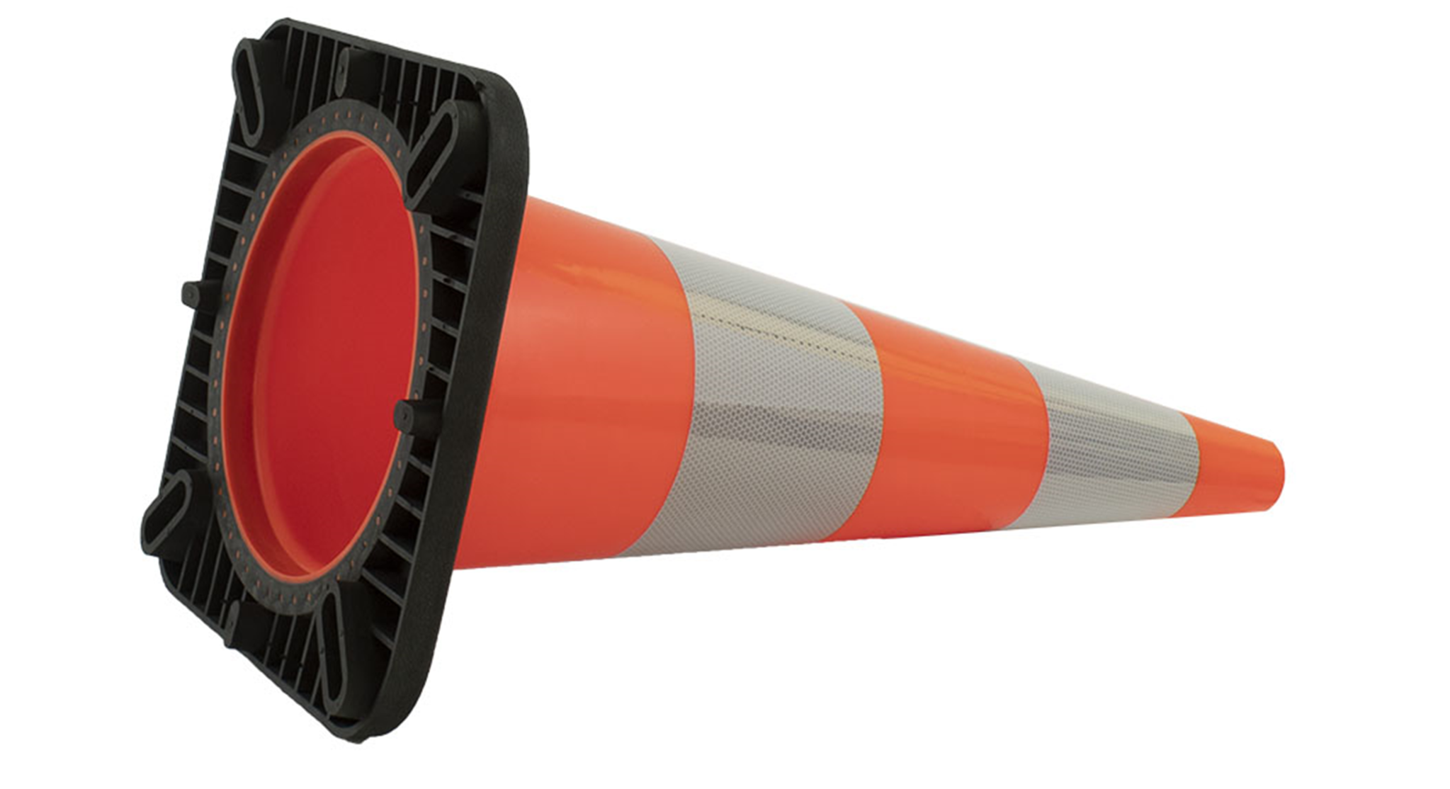 Traffic cone PU - 75 cm high with black base - Class 2