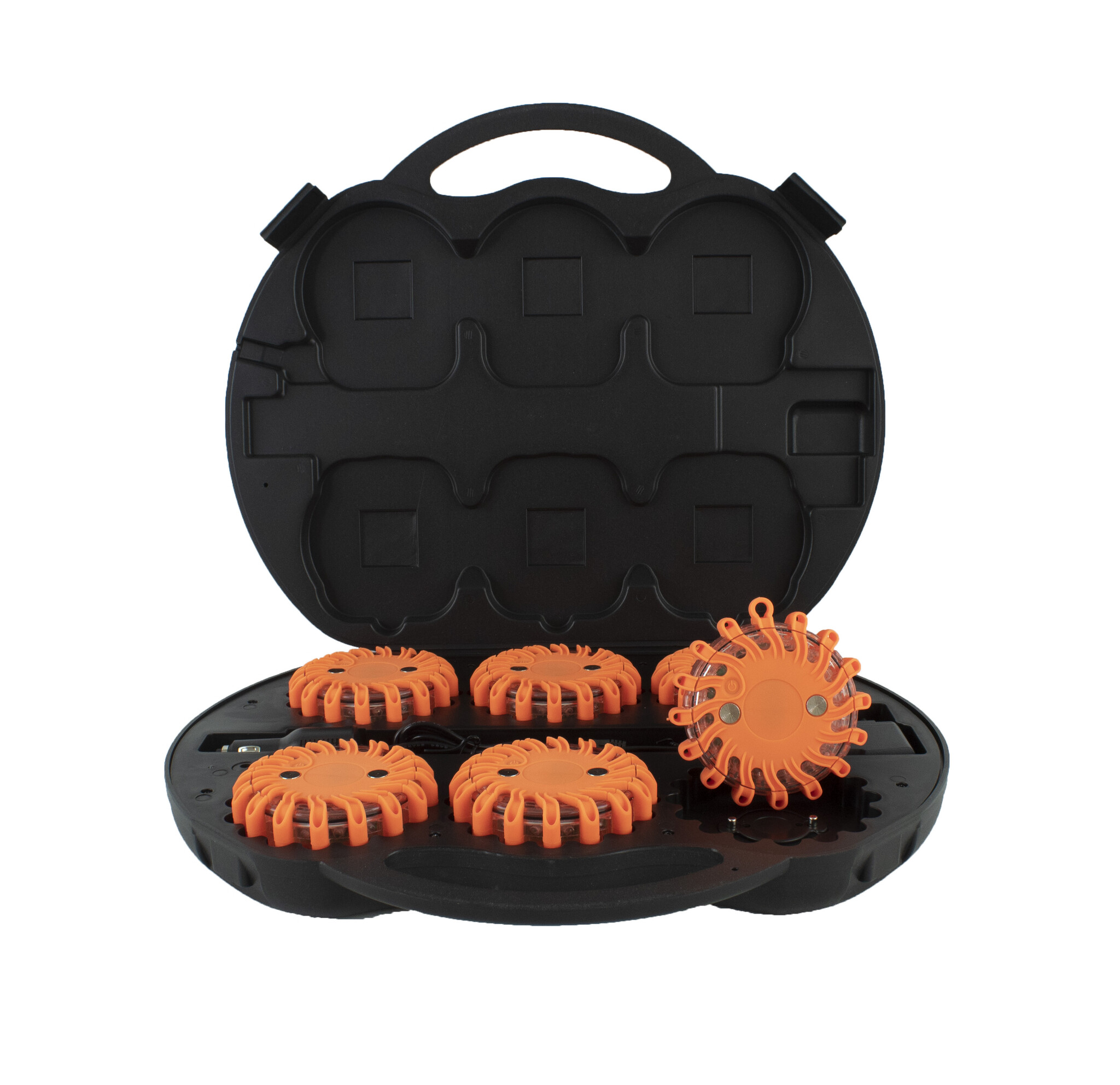 Case with 6 orange rechargeable  rotor lights - magnetic