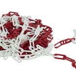 Rood-witte kunststof ketting 10 m x Ø 6 mm met hangende schakels