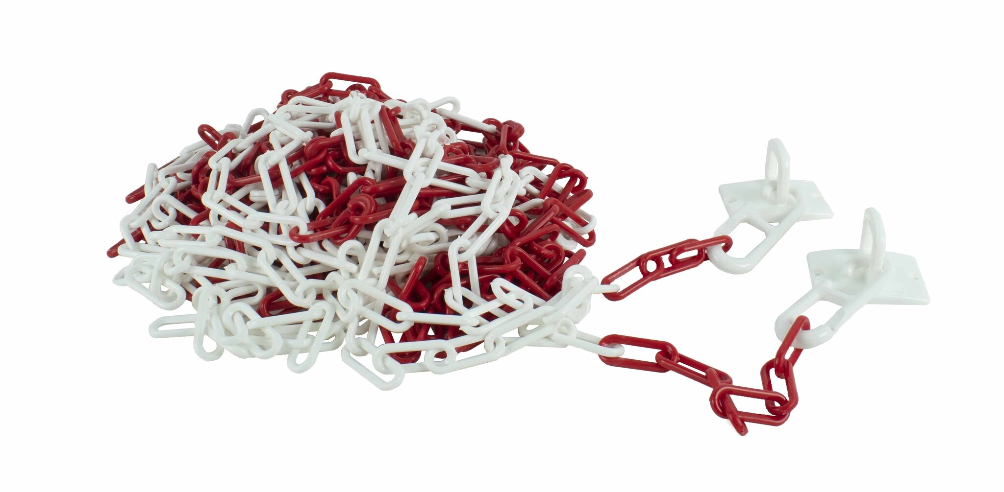 Red-white chain barrier 10 m x Ø 6 mm with pieces of chain