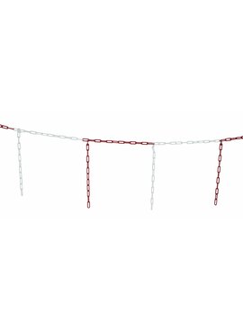 Red-white chain barrier 5 m x Ø 6 mm with pieces of chain