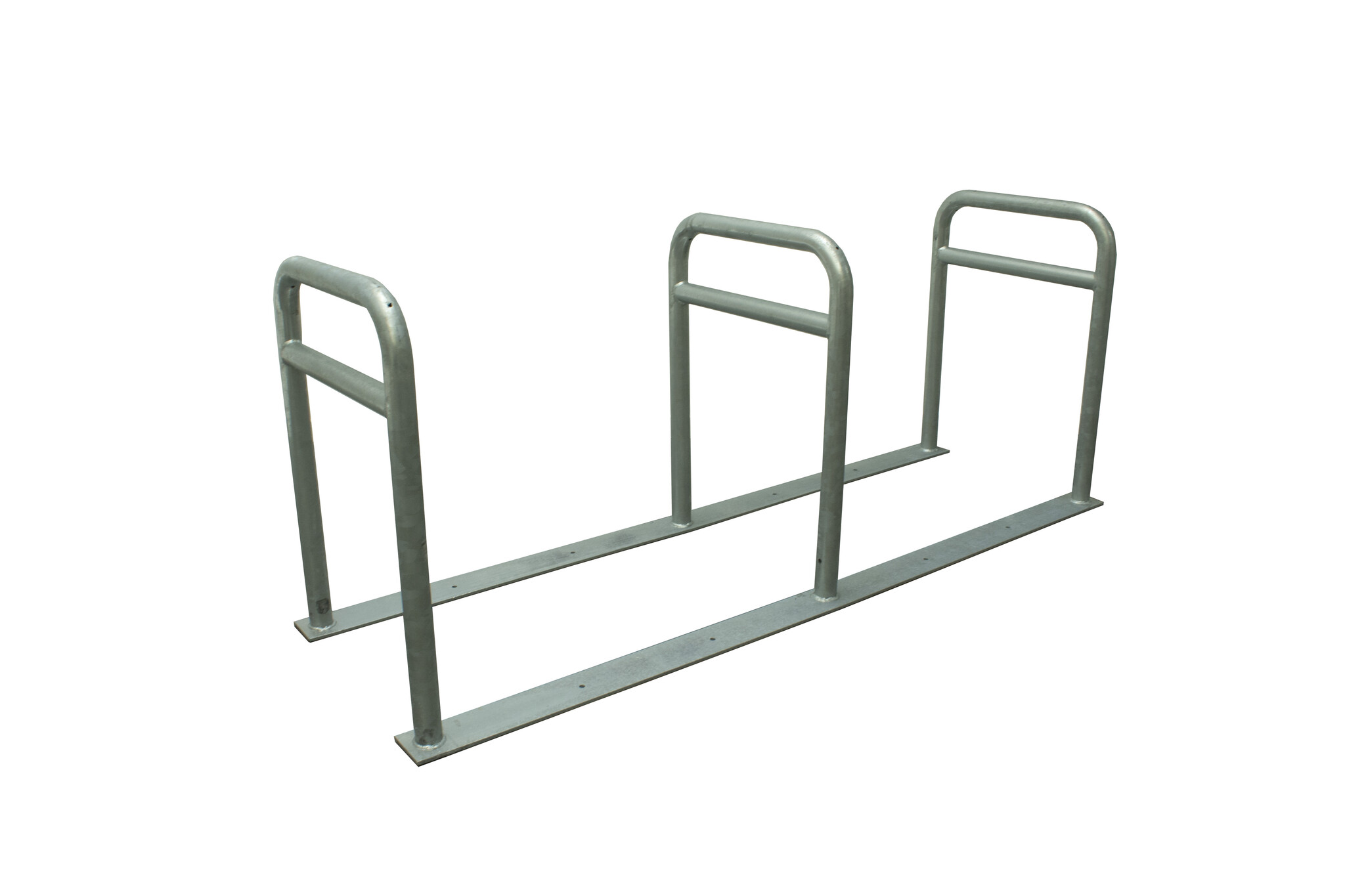 Support à vélos avec 3 arceaux et barre transversale - 2000 x 600 x 800 mm