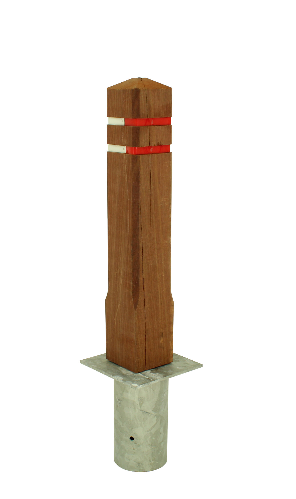 Anti-parking pole diamond top Azobe hardwood + 2 reflective strips - removable