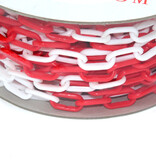 Kunststof ketting op rol  - Ø 6 mm - 25 m rood-wit