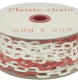Kunststof ketting op rol  - Ø 6 mm - 25 m rood-wit