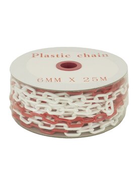 Plastic chain on rail   - Ø 6 mm - 25 m red-white