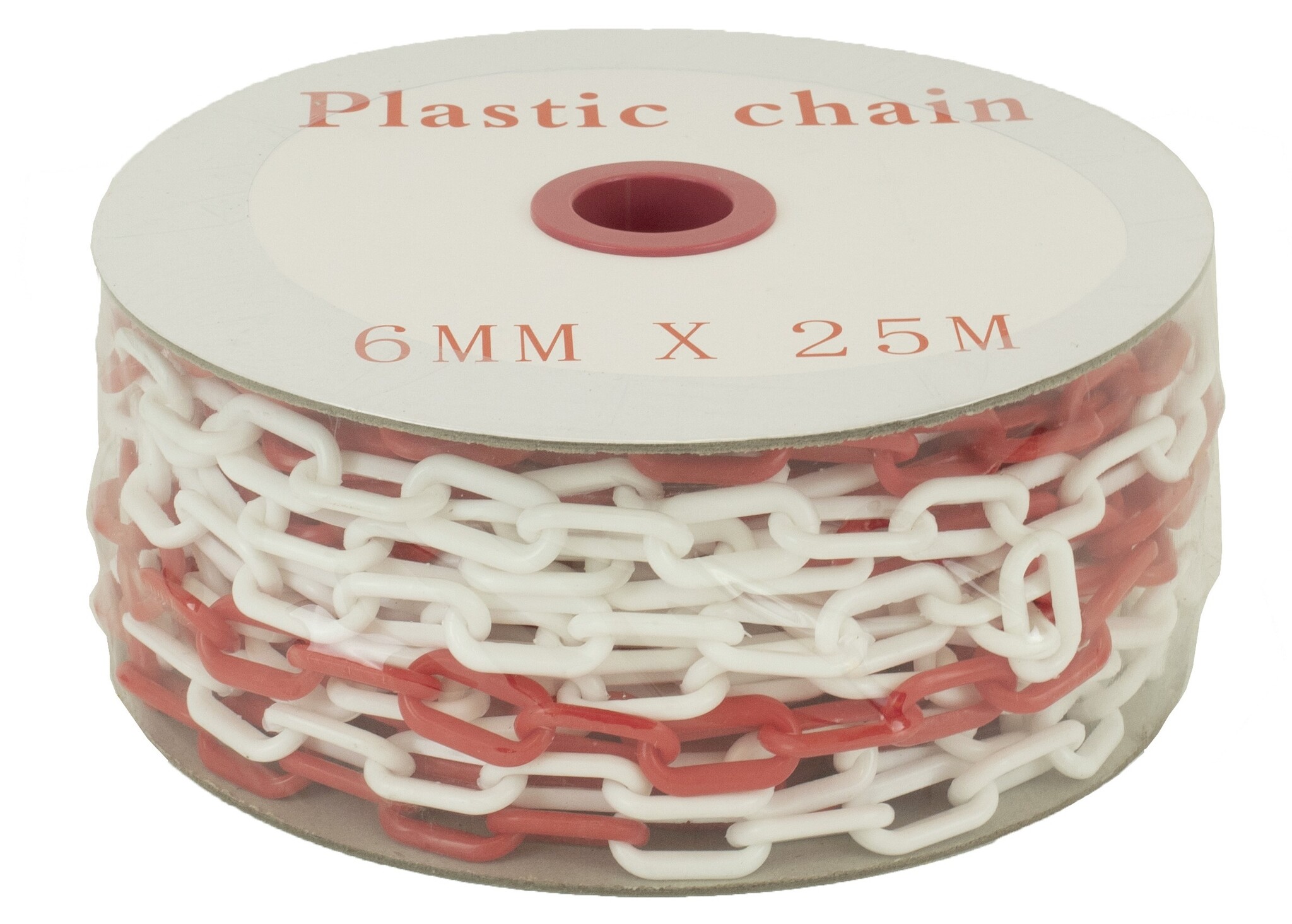 Plastic chain on rail   - Ø 6 mm - 25 m red-white