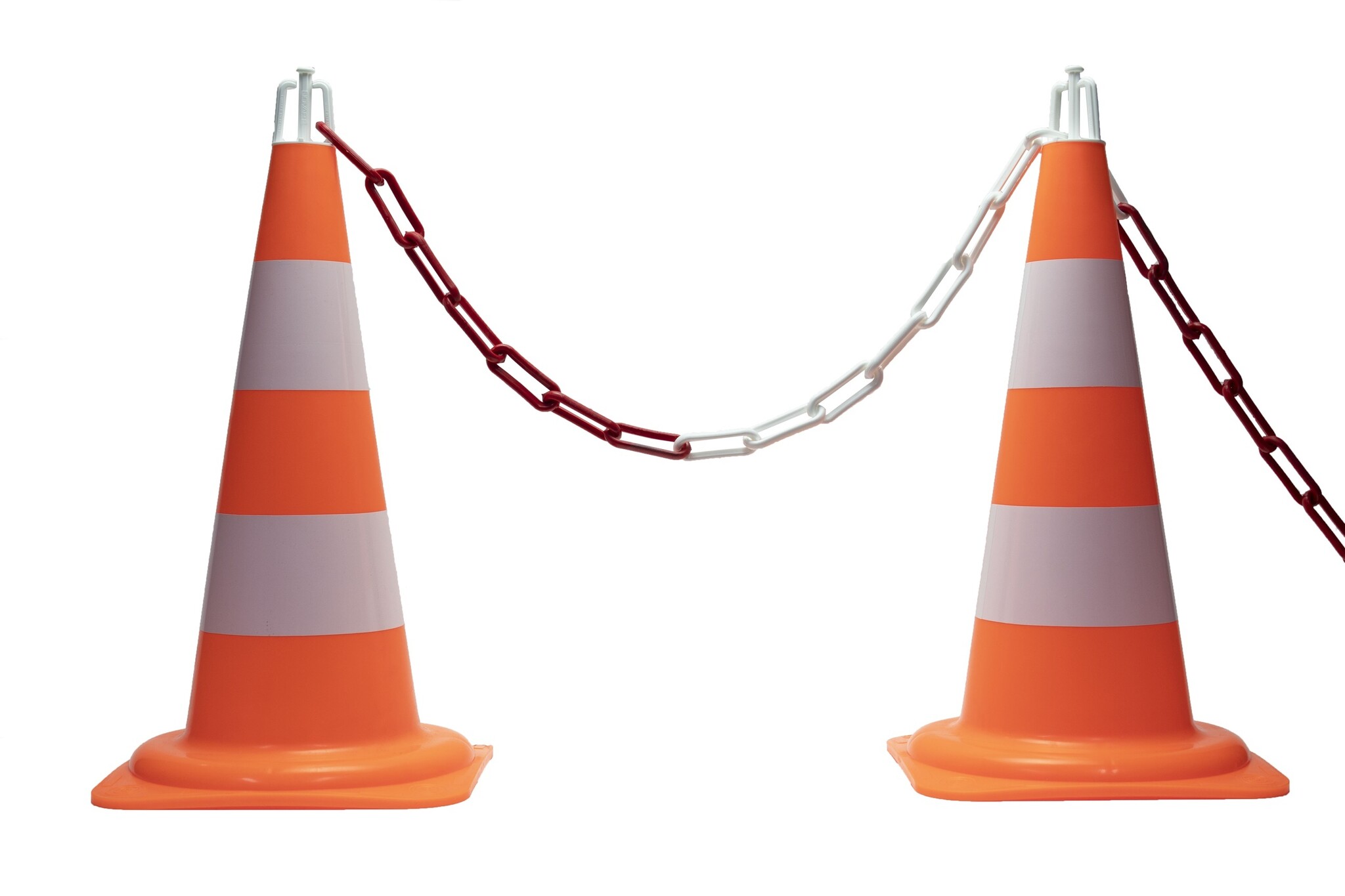 Kunststof ketting op rol  - Ø 8 mm - 25 m rood-wit