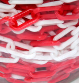 Kunststof ketting op rol  - Ø 8 mm - 25 m rood-wit