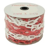 Chaîne de balisage en PVC - Ø 8 mm - 25 m rouge-blanc